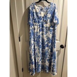 A New Day Women’s Plus Sz 18 Blue/white Floral Maxi Dress NWT